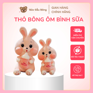 thỏ bông ôm bình sữa