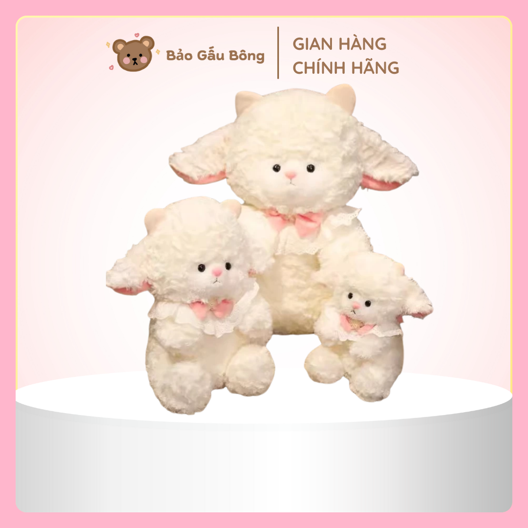 Gấu Bông Cừu BeBe Nơ Hồng, Gấu Bông Siêu Đáng Yêu - Hình ảnh 2